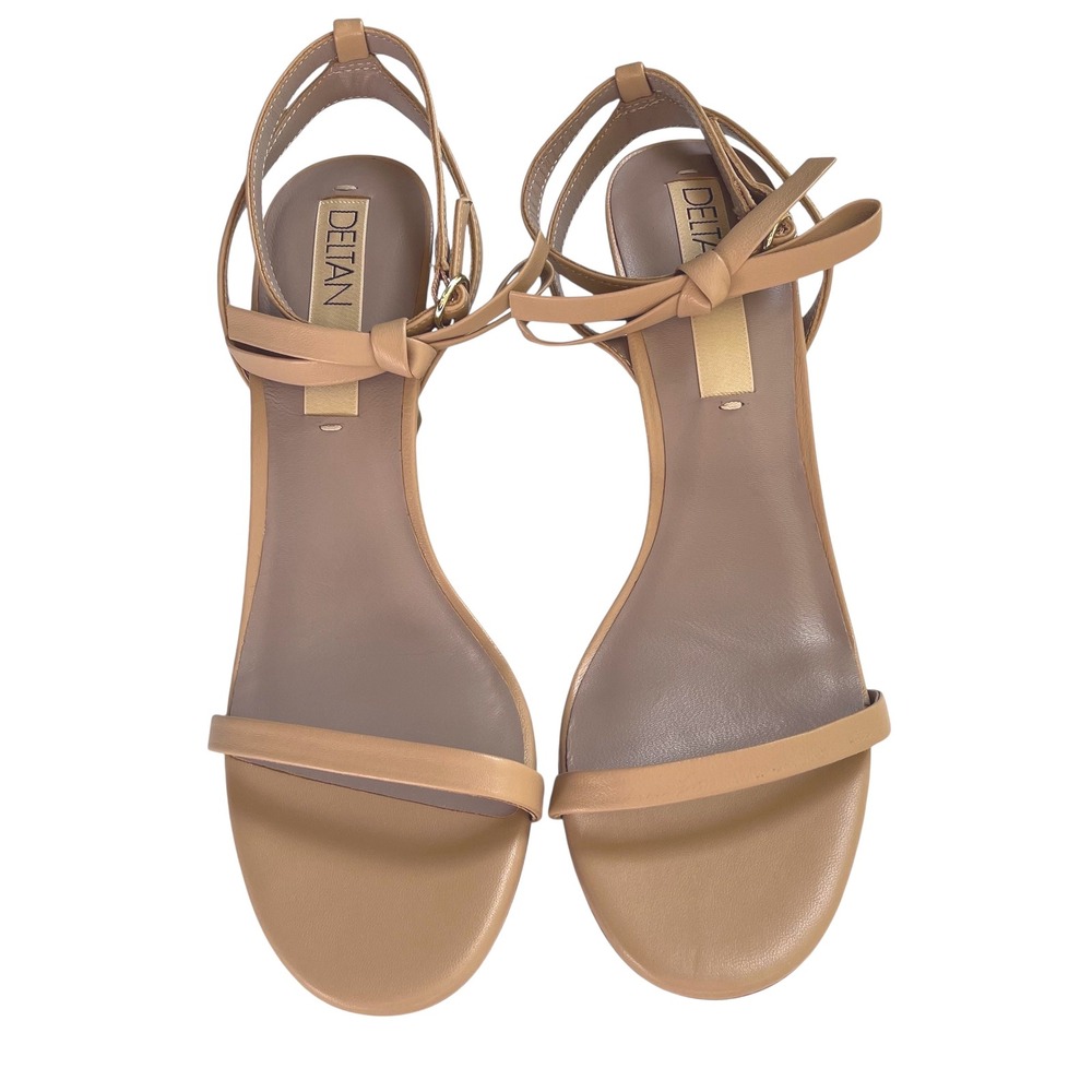Deltan Miranda Nude Heels‎ Leather Simple Women's Sz 9.5 Optional Ankle Bow